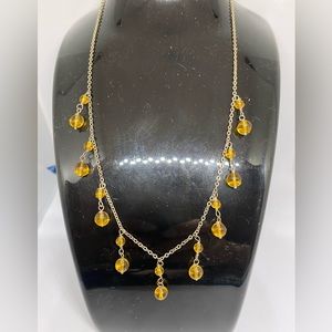 Amber color dangling beads necklace (301)